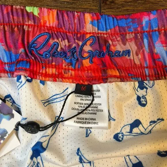Robert Graham Palm Trees Swim‎ Trunks Lined 7” Board Shorts Men’s Medium NWT $79 - Picture 4 of 7